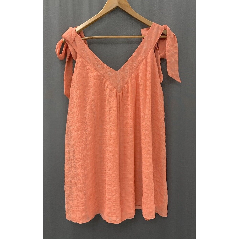 Flying Tomato Babydoll Gauze Romper Shorts Size M Pastel Orange Bow Cottage Boho - Picture 4 of 12
